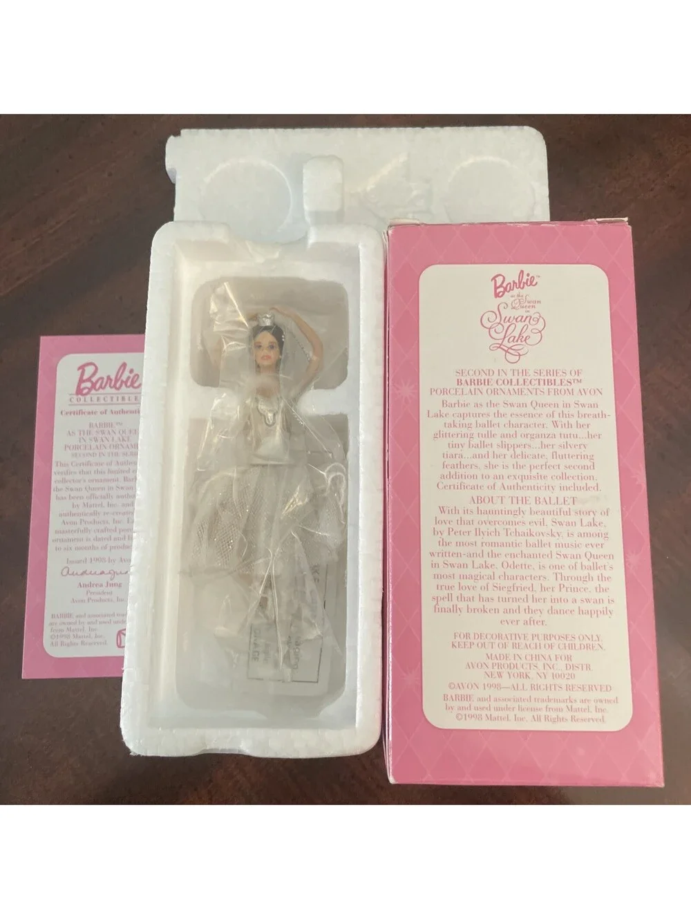 Barbie as the Swan Queen in Swan Lake Porcelain Ornament Avon Vintage 1998